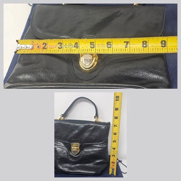 Vintage Oroton Australian Genuine Cowhide Black Leather Purse Satchel Crossbody - Picture 16 of 16